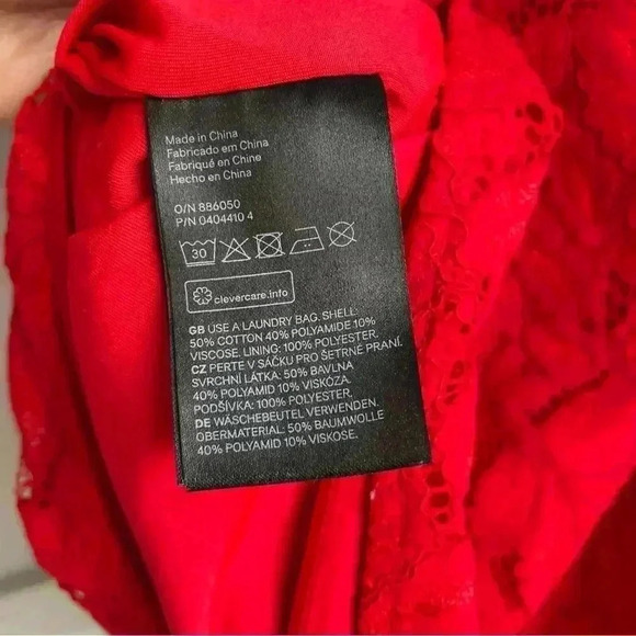 H&M Women’s Red Lace Lined Sleeveless  Blouse Size XS - Picture 4 of 5